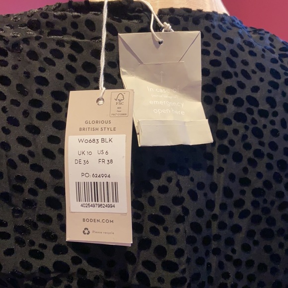 Boden Dalmatian Print Velvet Burnout Dolores Black Dress 6 - Picture 13 of 15